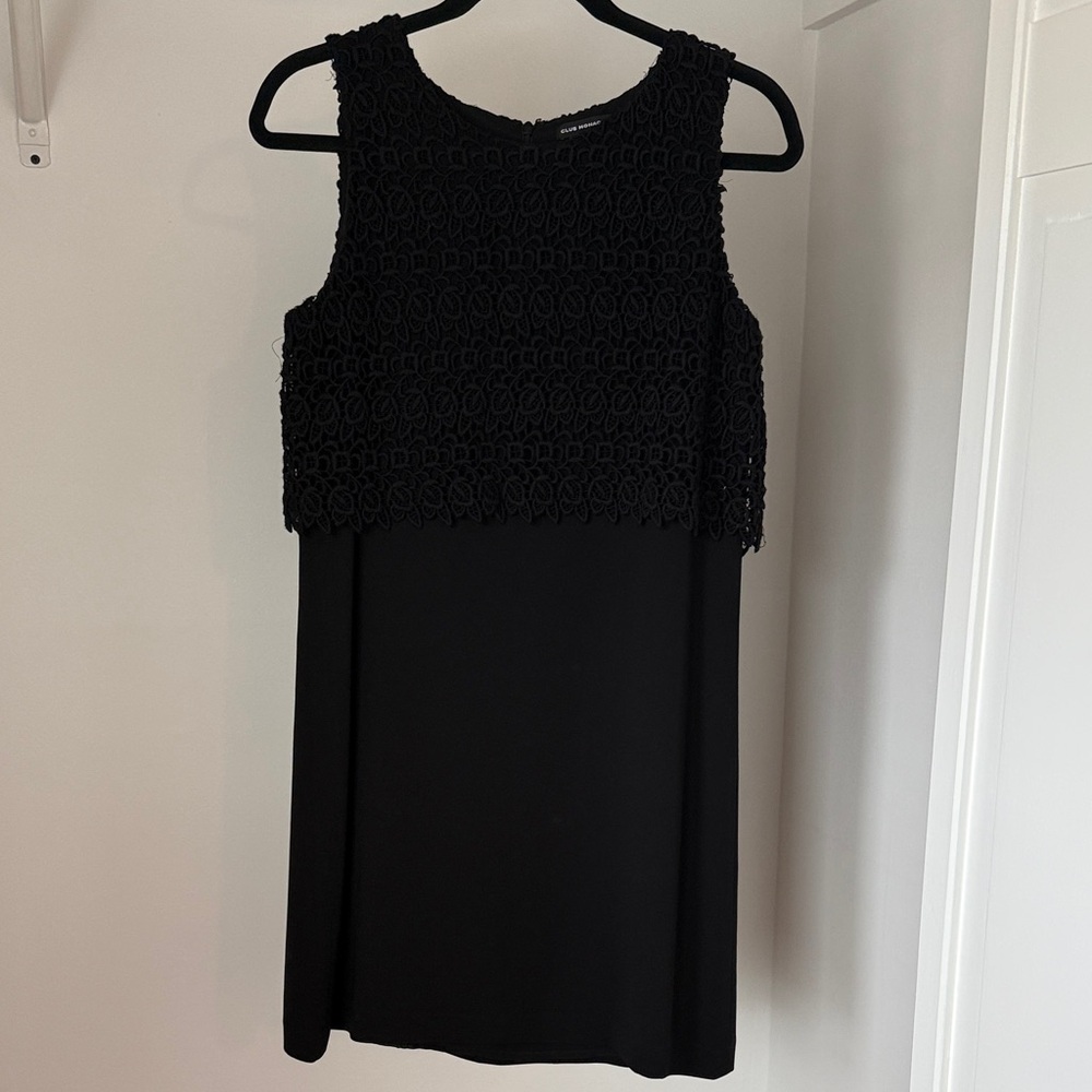 Club Monaco Black Crochet Mini Dress